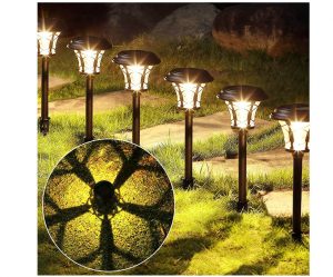 iluminación de jardín de amazon 6 luces solares faroles de suelo